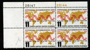 SC# 1274 - (5c) - Intl Telecommunications MNH plate block/4 - UL # 28147/28144