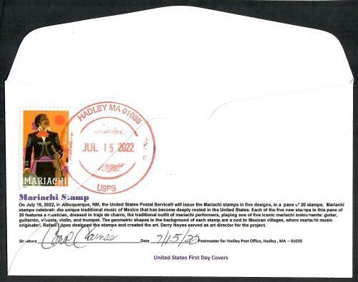 Scott # 5707 - 60c - Mariachi Trumpet- FDC- Hadley, MA Postmark-Wally Jr. Cachet