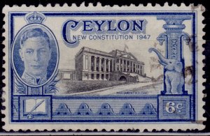 Ceylon 1947, Parliament Building, 6c, sc#296, used