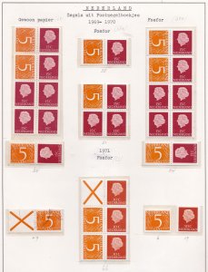 Netherlands page of various pairs, (stamps only)