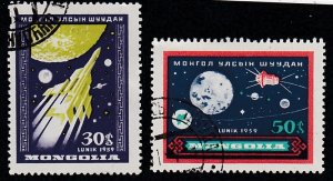 Mongolia # 189-190, Lunik 3 Spacecraft, Used 1/2 Cat.
