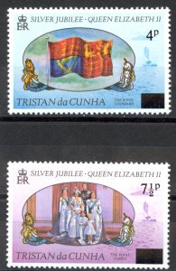 Tristan Da Cunha Sc# 220-221 MNH 1977 Surcharged