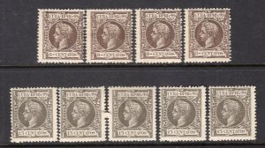 Cuba 1898 Alfonso 8c(4) + 15c(5) 9 Stamps MNH #167, 169