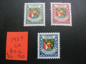 LIECHTENSTEIN 1927 LIGHT HINGED  SC B4-6 SET XF $26 (178)