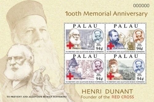 Palau 2010 - Henri Dunant 100th Memorial Anniversary - Stamp Sheet of 4 - MNH