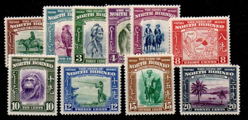 NORTH BORNEO SG303/12 1939 SET TO 20c MTD MINT 