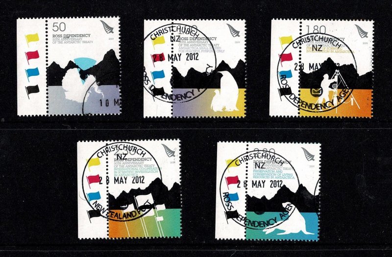 Ross Dependency 2009 Antarctic Treaty 50th Anniversary  Marginal Set of 5 Used