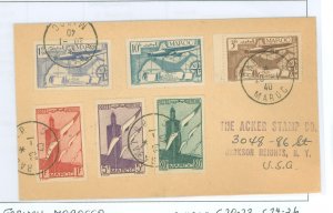 French Morocco C20-22/C24-26 1940 Aviation Original 6 stamps of set (C23 added later) Registered Rabat-Lisbon-Baltimore-Jackson
