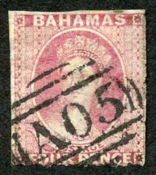 Bahamas SG5 4d Dull rose No Wmk Rough Perf 14 to 16 cat 400 pounds