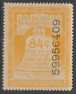 U.S. Scott #RV28 Vehicle Registration - Revenue Stamp - Mint NH Single