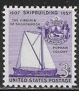 USA 1095: 3c Virginia of Sagadahock and Seal of Maine, MNH, VF