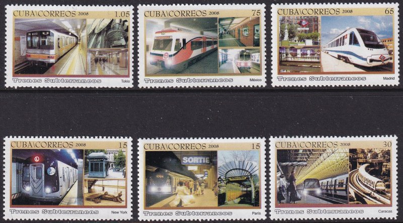 Sc# 4808 / 4813 Cuba 2008 Subway Trains & Stations complete set MNH CV: $6.25