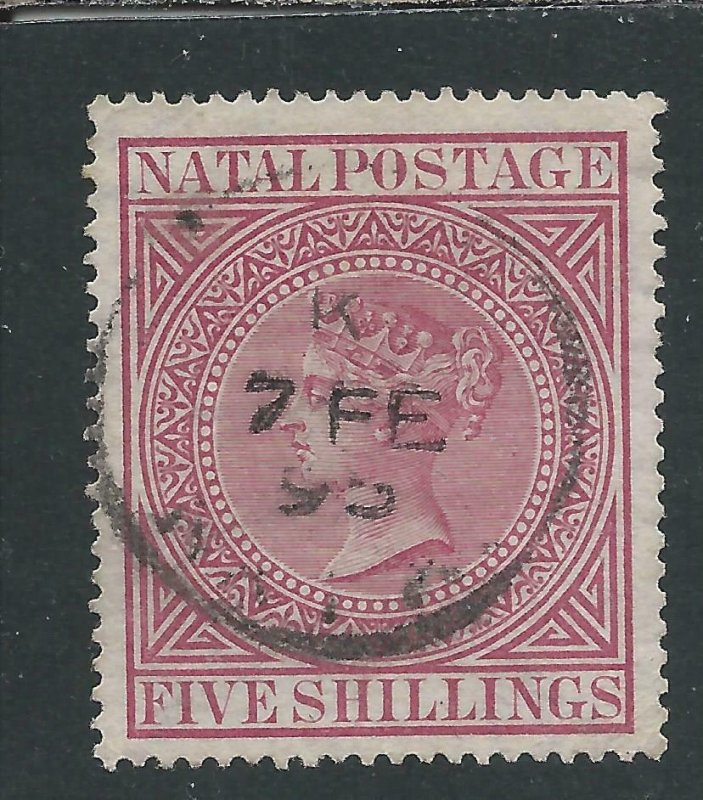 NATAL 1874-99 5s ROSE FU SG 72 CAT £45