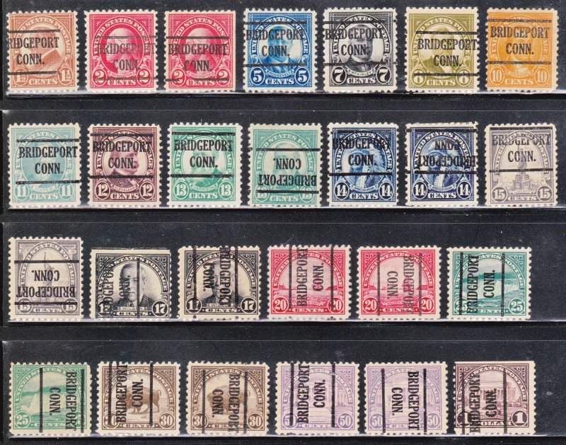 Precancels - Bridgeport, CT PSS 225 Perf 11 - 26 Different - Town and Type Issue