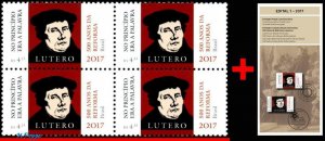 3351 BRAZIL 2017 JOINT ISSUE GERMANY, LUTHERAN REFORM., MARTIN LUTHER, BLOCK MNH