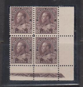 Canada #116 VF/NH Lathework C LR Corner Block **With Certificate**