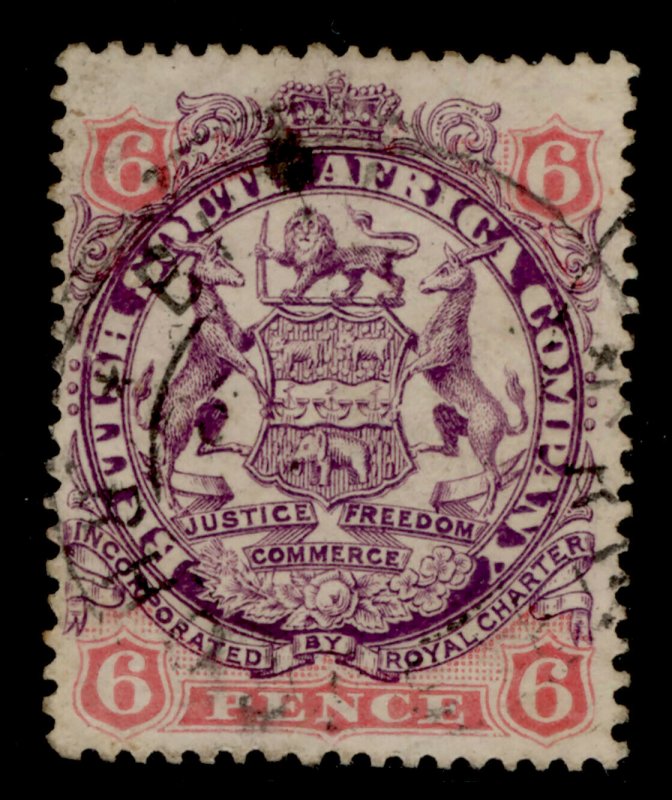 RHODESIA QV SG46, 6d mauve and rose, FINE USED.