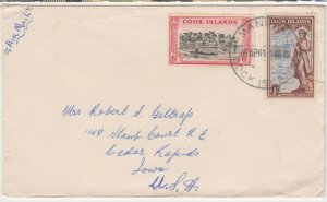 COOK ISLANDS cover postmarked Manihiki (population 212), 6 April 1961 to USA