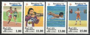 Sri Lanka Stamp 1049-1052  - 92 Summer Olympics