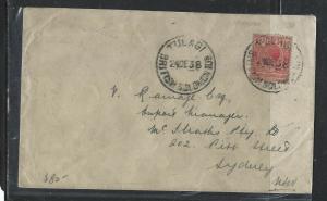 BRITISH SOLOMON ISLANDS COVER  (P1005B) 1938 KGV 1 1/2D TULAGI TO AUSTRALIA