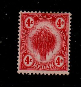 Malaya Kedah Sc 28 1921 4 c carmine Sheaf of Rice mint