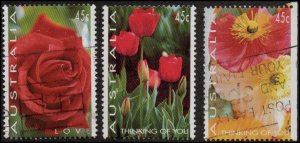 Australia 1367-69 - Used - 45c Roses / Tulips / Poppies (1994) (cv $1.65)