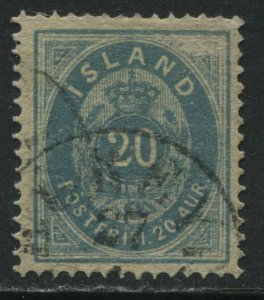 Iceland 1898 20 aurar blue used