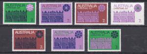 Australia # 508a-g, Christmas Singles, LH, 1/3 Cat.