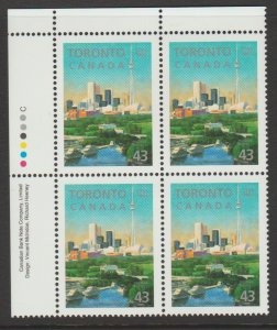 Canada 1484 Toronto - Plate Block UL - MNH