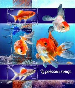 Togo - 2023 Goldfish on Stamps - 3 Stamp Sheet - TG230109a