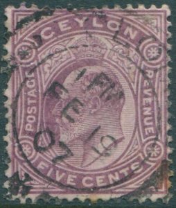 Ceylon 1904 SG280 5c dull purple KEVII mult crown CA wmk toned perfs FU (amd)