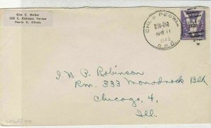 U.S. 1945 Chi & Peoria Cancel Win The War Eagle Stamp Cover to Chicargo Rf 33550