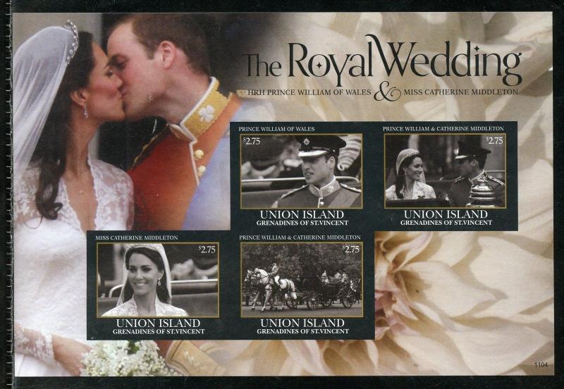 UNION ISLAND WEDDING OF PRINCE WILLIAM & KATE MIDDLETON IMPERF SHEET II  MINT NH