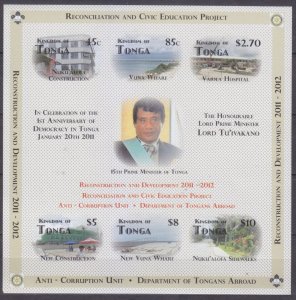 2012 Tonga 1772-1777/B52b Democracy / Prime Minister Lord Tuivakano 40,00 €