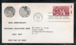 US #1093 Teachers FDC Cacheted addr E78