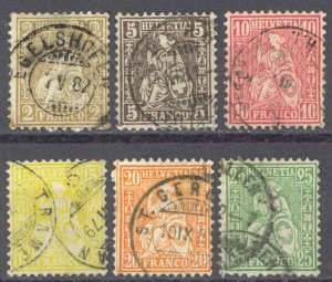 Switzerland Sc# 60-65 Used 1881 2c-25c Helvetia