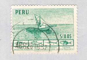 Peru Fishing boat green 5c 1 (AP135217)