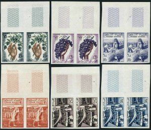 Tunisia 296-301 imperf pairs.Mi 473B-478B.Agriculture 1956.Grapes,Olives,Harvest