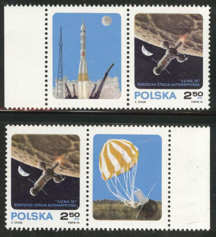 Poland Scott 1771 MNH** 1970 Space stamp w labels