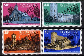 St Vincent 1976 Christmas set of 4 (Churches) opt'd Speci...