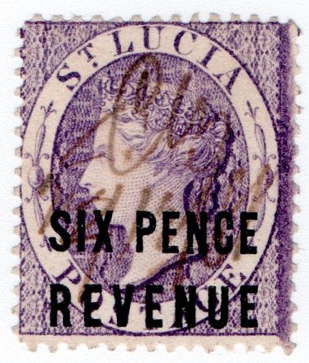 (I.B) St Lucia Revenue : Duty Stamp 6d (1882)