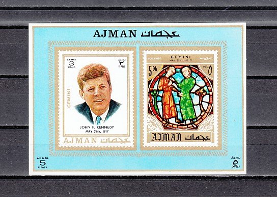 Ajman, Mi cat. 792, BL268 C. President J. Kennedy s/sheet. ^