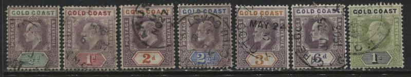 Gold Coast KEVII 1902  1/2d to 1/ used