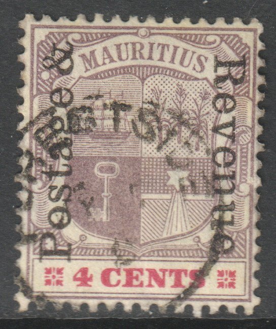 Mauritius Scott 118 - SG157, 1902 Postage and Revenue Overprint 4c used