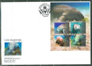 NIGER  2013 DUGONGS  SHEET  FIRST DAY COVER