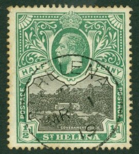 SG 72 St Helena ½d black & green. Very fine used CAT £10