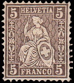 Switzerland Scott 43a Unused with thin and toned spots.