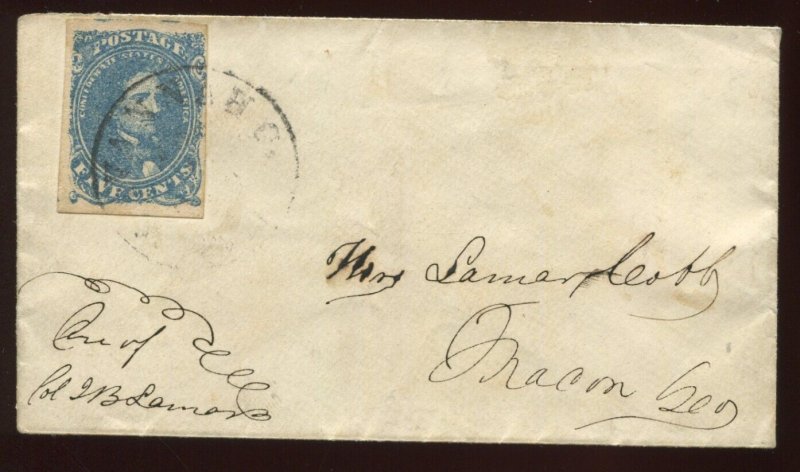 Confederate States 4 Used Tied by Black SAVANNAH GA CCL on Cover BZ1419