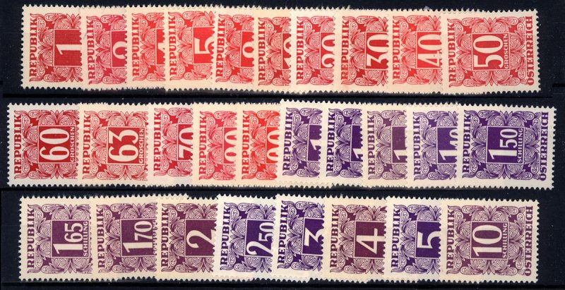 Austria 1949-57  Scott #J232-59 MNH