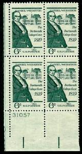 #1380 Daniel Webster Plate Block #31057 LL - MNH